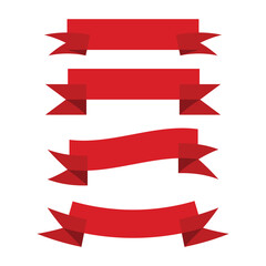 Vector red ribbons. Ribbon banner promotion vector illustration.