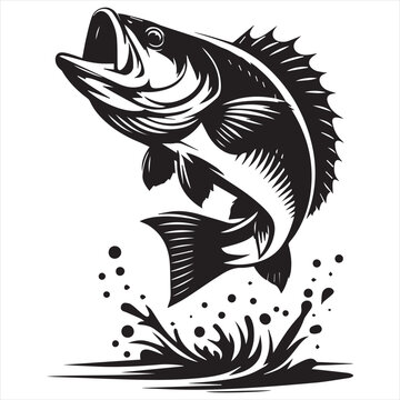 recommend clip art: A fish jumping out of the water, silhuoette, on a white background