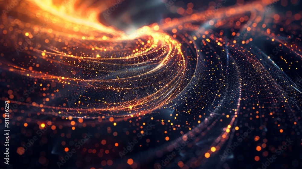Poster futuristic abstract background with technology particles in a state of flux, symbolizing the ever ch