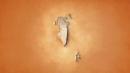 Obraz premium A realistic map Kingdom of Bahrain. Brown vintage background