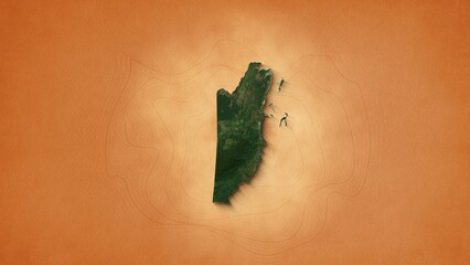 A realistic map of Belize. Brown vintage background