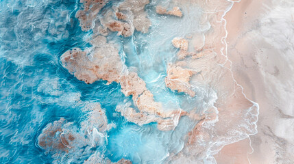 Photo of aerial view of the sea, light colors, soft texture