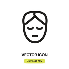 Face mask icon vector. Linear-style sign for mobile concept and web design. Face mask symbol illustration. Pixel vector graphics - Vector.	