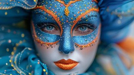 Stunning Close-Up of a Colorful Carnival Mask at a Traditional Festival