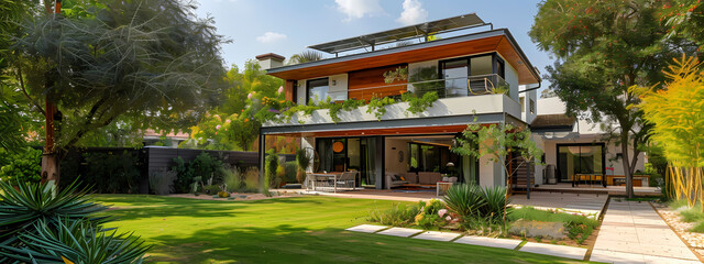 Fototapeta premium Green Energy Living: Solar-Powered Residential Oasis
