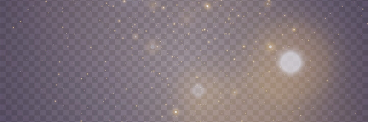 Light effect of light, sparkling particles. Shiny elements on a transparent background.	