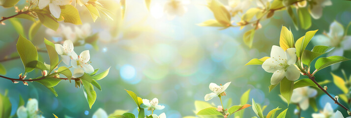 there is a picture of a tree with white flowers in the sunlight