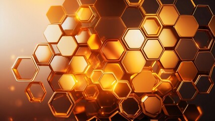 abstract honey comb hexagon neon light