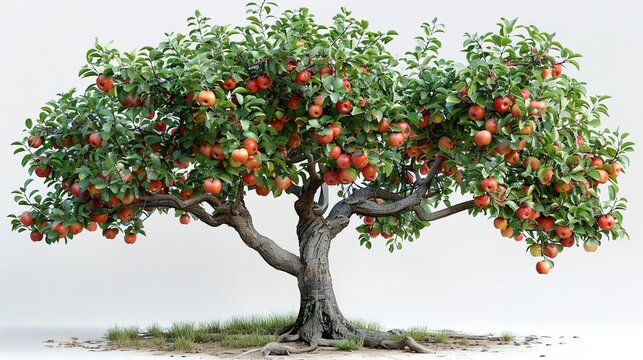 Photo of a large, old apple tree in full bloom