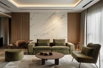 Elegant Modern Living Room with Velvet Sofa and Minimalist Decor
