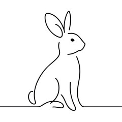 Obraz premium Minimalist rabbit line art. Illustration on a transparent background.