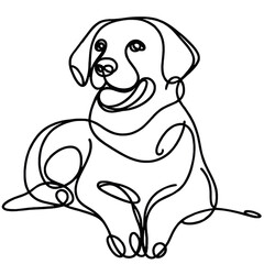 Fototapeta premium Elegant continuous line art of a dog minimalist. Illustration on a transparent background.
