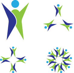 Human and people welfare logo design community care friendship unity vector icon and social organization logo design, human logo design, organization logo, social working