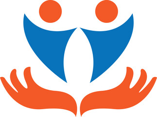 Human and people welfare logo design community care friendship unity vector icon and social organization logo design, human logo design, organization logo, social working