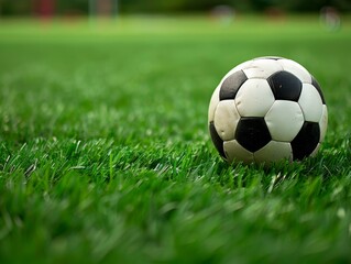 Fototapeta premium soccer ball on green grass