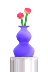 3d vase with flowers