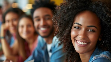 Obraz premium A dynamic image showcasing a group of diverse professionals collaborating in a modern office environment, exemplifying the power of synergy and teamwork in driving business success.