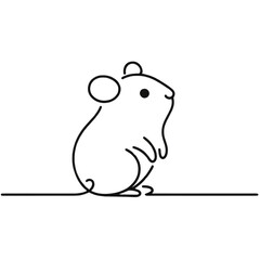 Minimalist hamster line art. Illustration on a transparent background