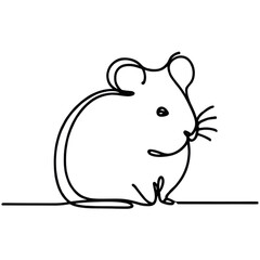 Minimalist hamster line art. Illustration on a transparent background