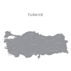 National Country Map with Regions, States and Flag in Body