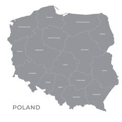 National Country Map with Regions, States and Flag in Body