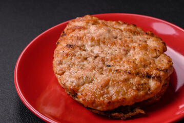 Delicious juicy turkey or chicken steak with salt, spices and herbs