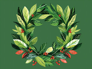 Spread holiday cheer with festive leaf design on Green  perfect for celebrating Christmas and sending good wishes to loved ones.