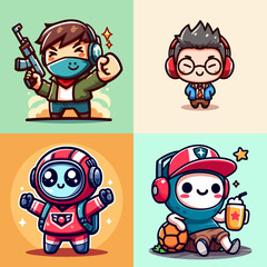 Fototapeta premium cute character illustration package