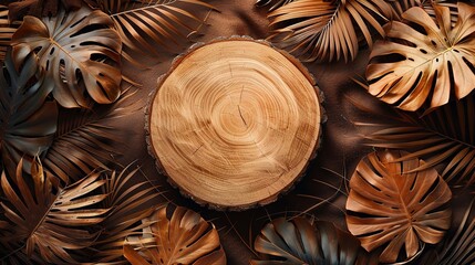 Wooden Ring Texture: Cut tree trunk and stump create a natural pattern of rings, showcasing the...