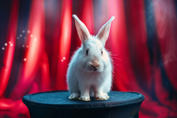 cute rabbit sitting on the stage