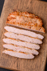 Delicious juicy turkey or chicken steak with salt, spices and herbs