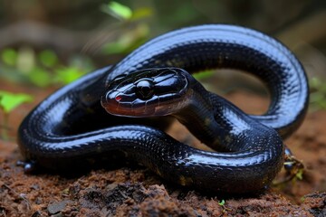 Obraz premium Wildlife of Western Ghats: Limbless Amphibian in its Natural Habitat