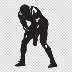Flat college wrestler icon design, black vector illustration on transparent background