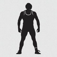 Flat college wrestler icon design, black vector illustration on transparent background