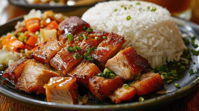 Satisfy Your Cravings with This Filipino Delight: Crispy Lechon Kawali with White Rice, Perfectly