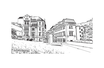 Fototapeta premium city of Brno Czech Republic. Hand drawn sketch illustration in vector.