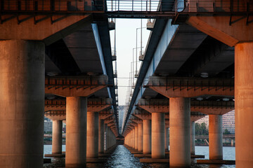 Low-angle view of the bridge 
