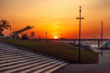 View of the sunset at the riverside of Han River in Seoul