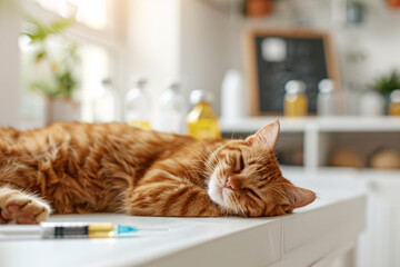 vaccination or euthanasia of cute cat in the clinic