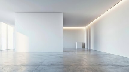 Obraz premium Minimalist blank advertising space on a stark white background, offering maximum visibility for promotional content and brand messages