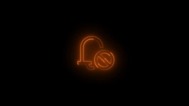 Neon glowing brown color ringer silent icon on black background animation