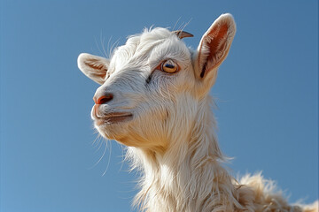 Obraz premium A close-up view of a goat with a sky background