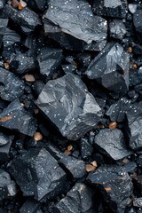 A close up of a pile of rocks and dirt on the ground, AI