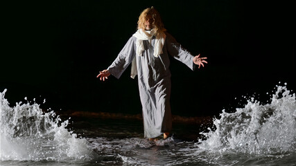 Jesus Christ walks on water 