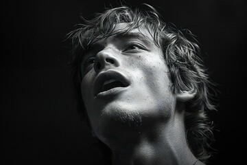 Close up portrait of a young man with freckles on his face