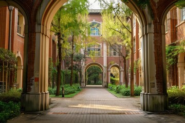 Fototapeta premium Majestic College Building: Architectural Splendor