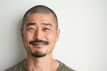 Fototapeta premium 薄毛に悩むスキンヘッドの男性（AGA・男性型脱毛症・若ハゲ・M字ハゲ・はげ・育毛剤）