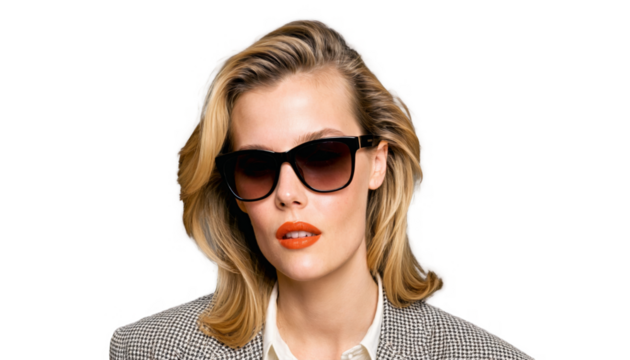 photo of beautiful woman with blonde hair and sunglasses posing for picture, generative AI
