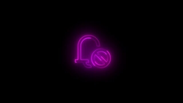 Neon glowing pink color ringer silent icon on black background animation