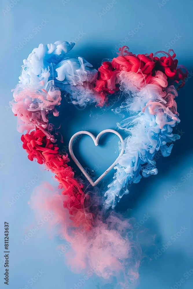 Aufkleber captivating explosion heart shaped burst of vibrant colorful smoke clouds in a mesmerizing display